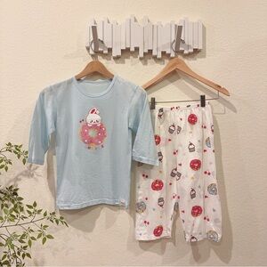 Moi & Du Rabbit & Donut Cotton Graphic Print Pajama PJ Big Kids NWT